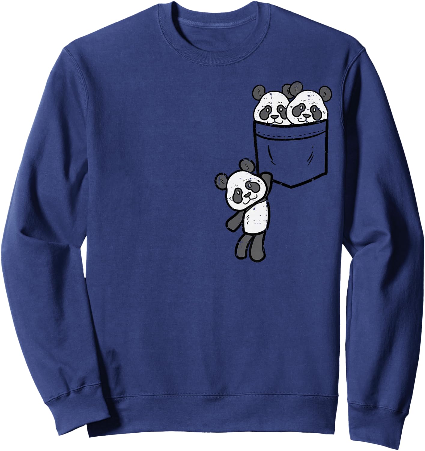 Pocket Pandas Cute Bear Animal Lover Men Women Kids Gift Sweatshirt - Sweatshirt | Navy