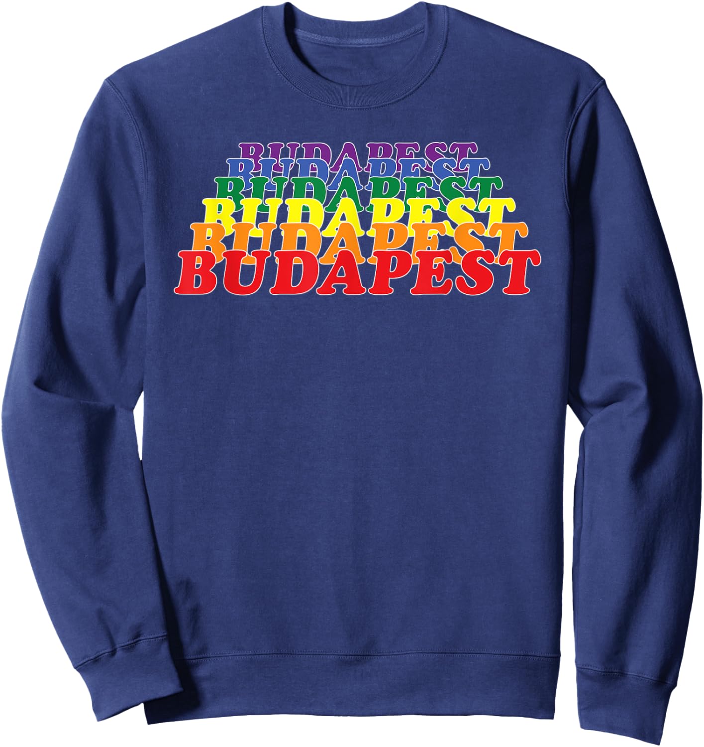 Budapest City Gay Pride Rainbow Word Design Sweatshirt - Sweatshirt | Navy