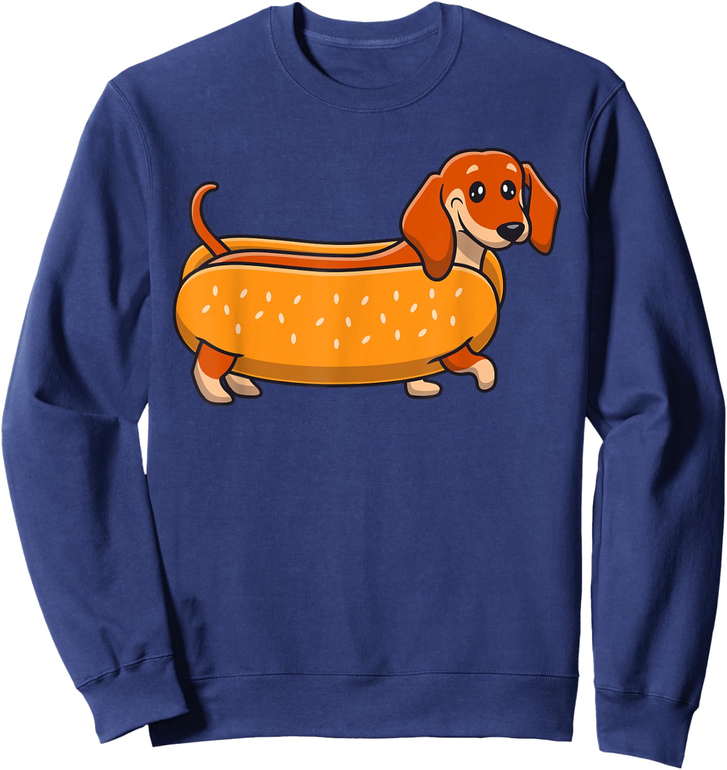 Funny Dachshund Hotdog Cute Wiener Dog Lover Humor Men Women Kids Sweatshirt - Sweatshirt | Navy