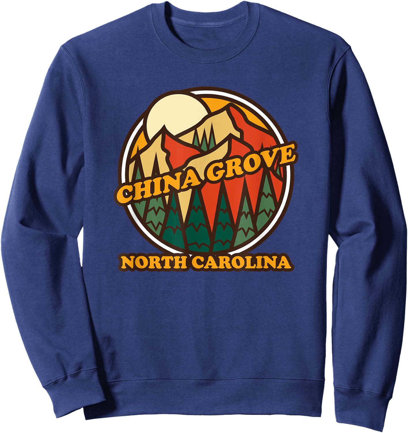 Vintage China Grove, North Carolina Mountain Hiking Souvenir Sweatshirt - Sweatshirt | Navy