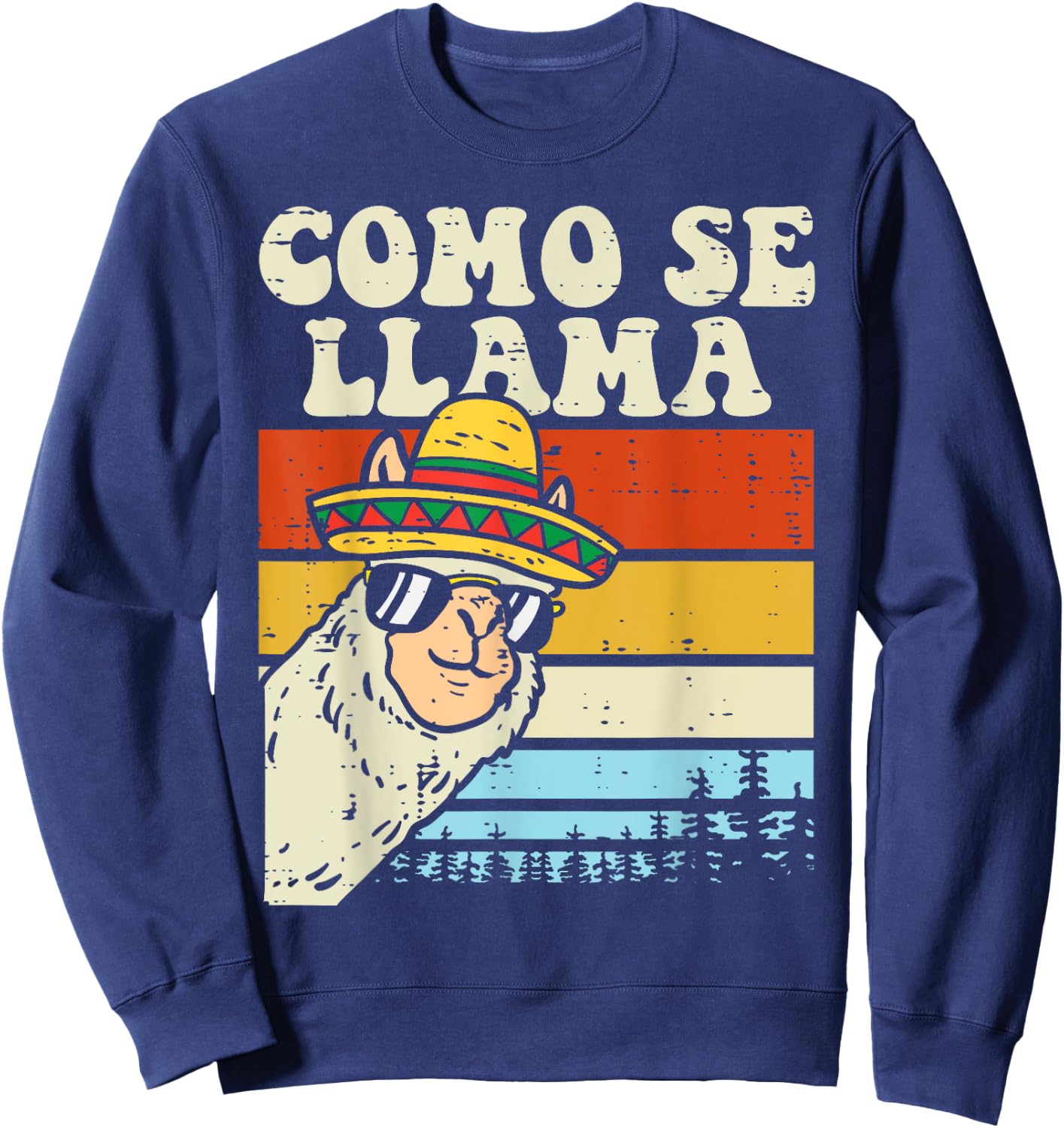 Como Se Llama Funny Cinco De Mayo Mexican Alpaca Animal Sweatshirt - Sweatshirt | Navy