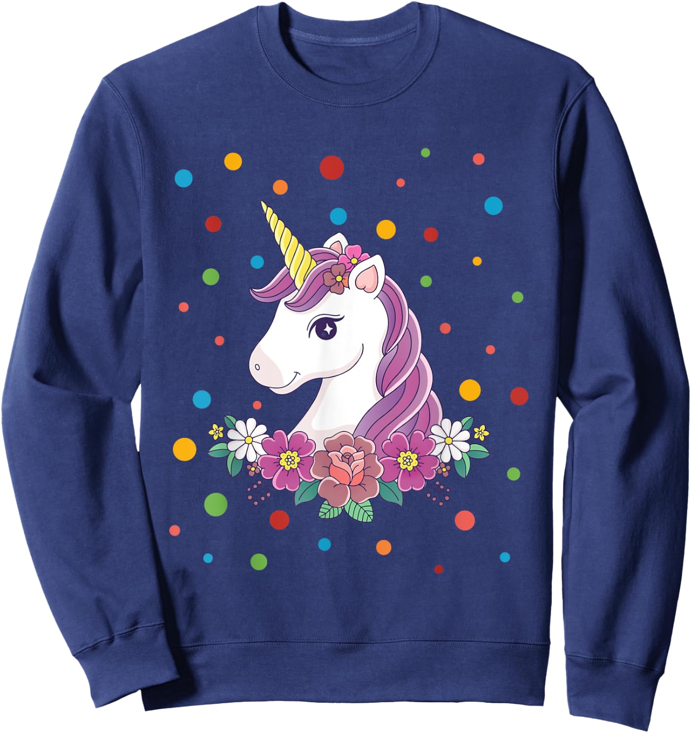 Dot Day Shirt Polka Dots Dotted Unicorn Kid Girls Youth Sweatshirt - Sweatshirt | Navy