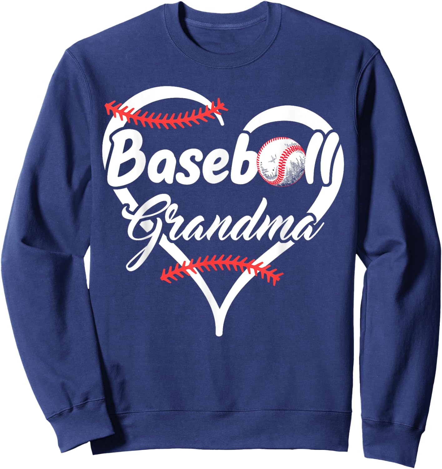 Proud Baseball Grandma Heart Sweatshirt - Sweatshirt | Navy