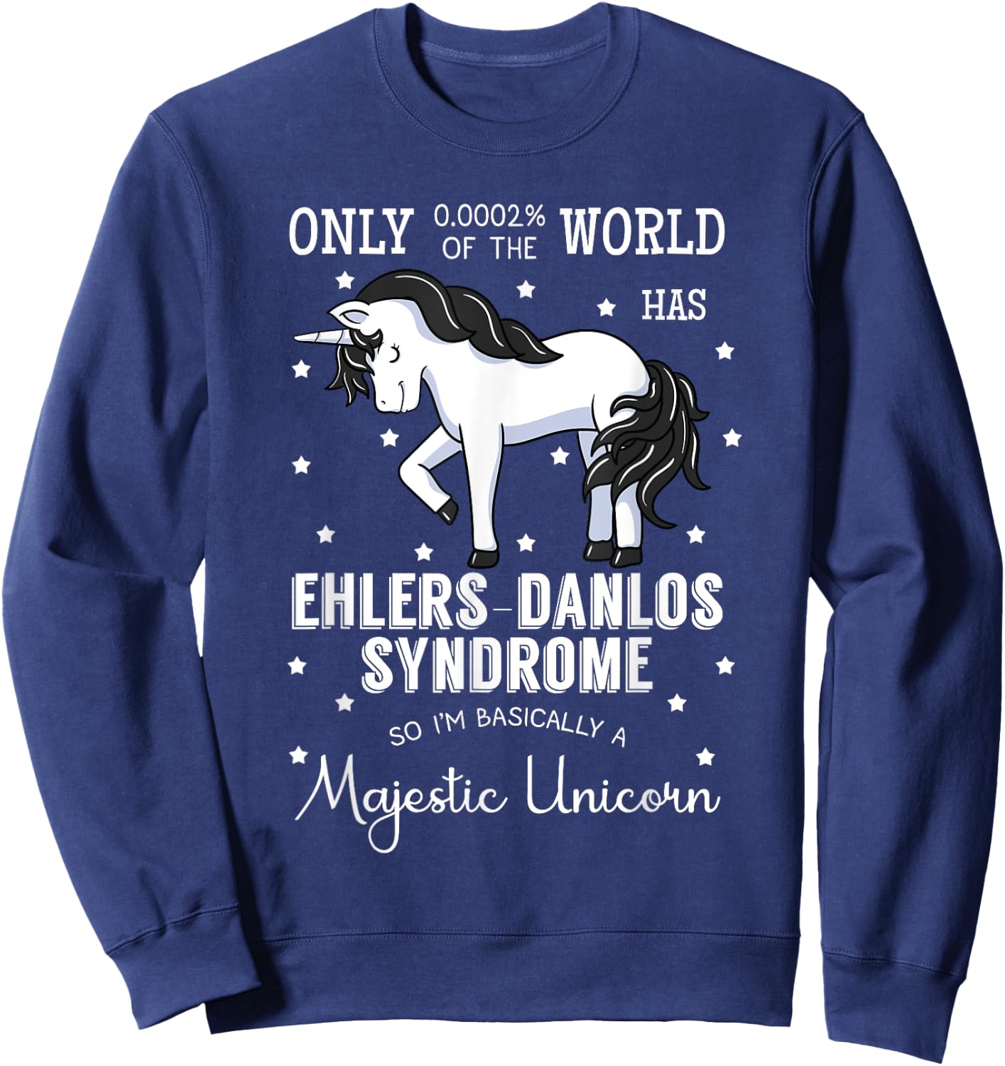 Majestic Unicorn Ehlers Danlos Black And White Zebra Stripe Sweatshirt - Sweatshirt | Navy