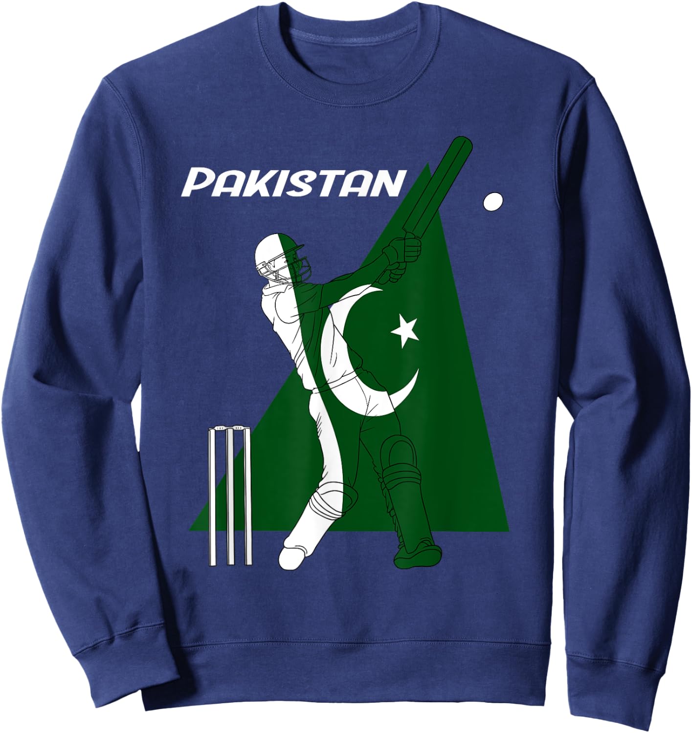 Pakistan Cricket Team Batsman Pakistani Flag Sweatshirt - Sweatshirt | Navy