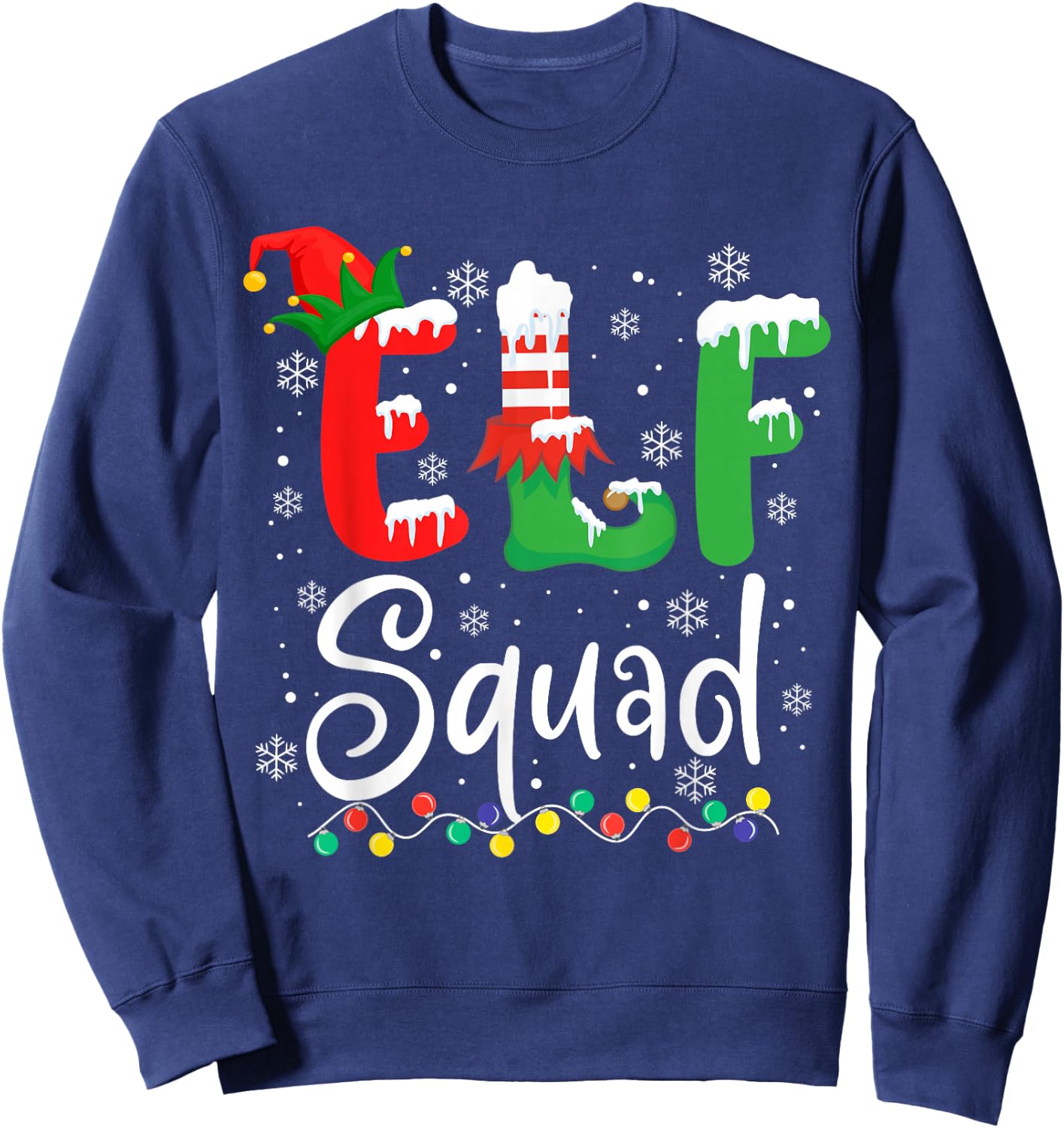 Elf Squad Funny Elf Family Christmas Matching Pajamas Xmas Sweatshirt - Sweatshirt | Navy