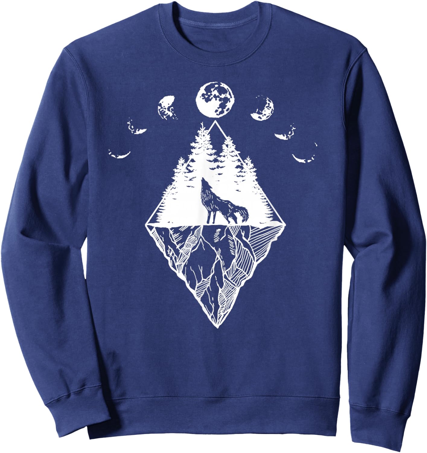 Howling Wolf Phases Of The Moon Sweatshirt - Sweatshirt | Navy