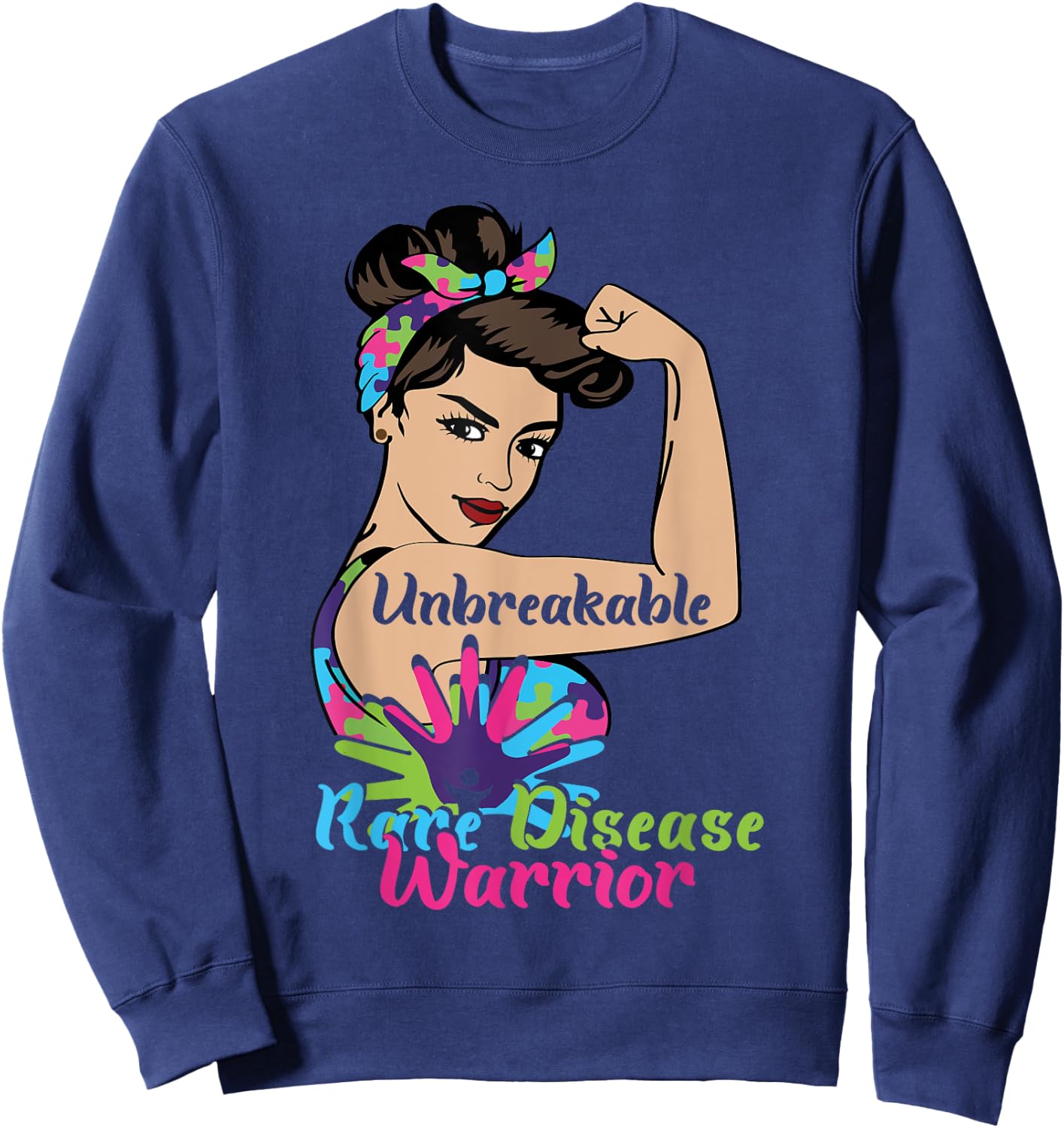 Unbreakable Rare Disease Warrior rare disease awareness Sweatshirt - Sweatshirt | Navy
