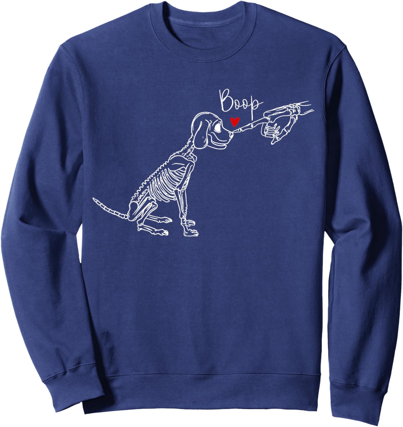 Dog Skeleton Boop Dog Funny Halloween Girl Men Women Sweatshirt - Sweatshirt | Navy