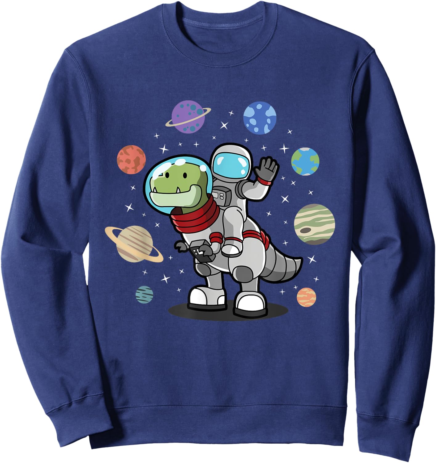 Dinosaur, Astronaut & Planets, Space & Dino, Space Sweatshirt - Sweatshirt | Navy