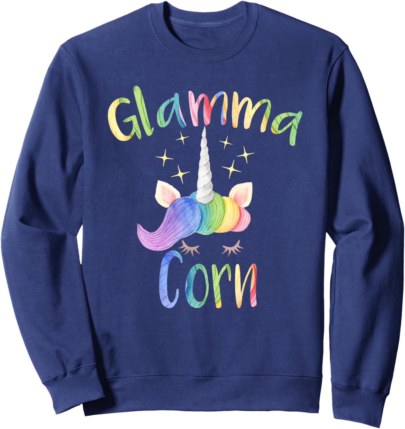 Glamma Corn Funny Unicorn Grandma Sweatshirt - Sweatshirt | Navy