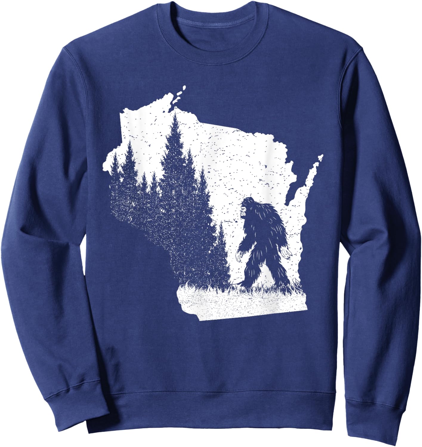 Wisconsin Bigfoot Pride Sasquatch Silhouette Forest Lovers Sweatshirt - Sweatshirt | Navy