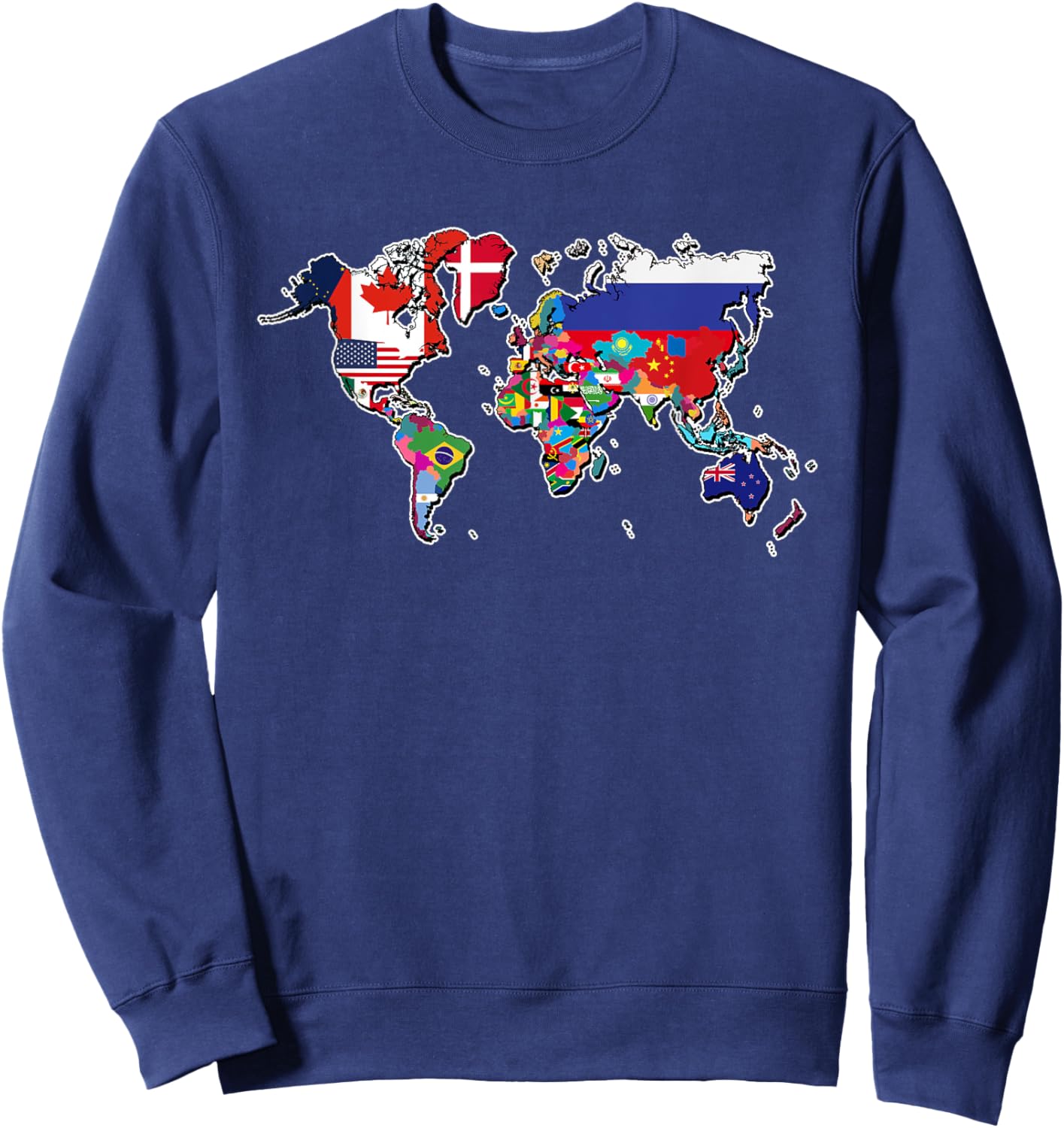 World Flag Map Globe Travelers Atlas Sweatshirt - Sweatshirt | Navy