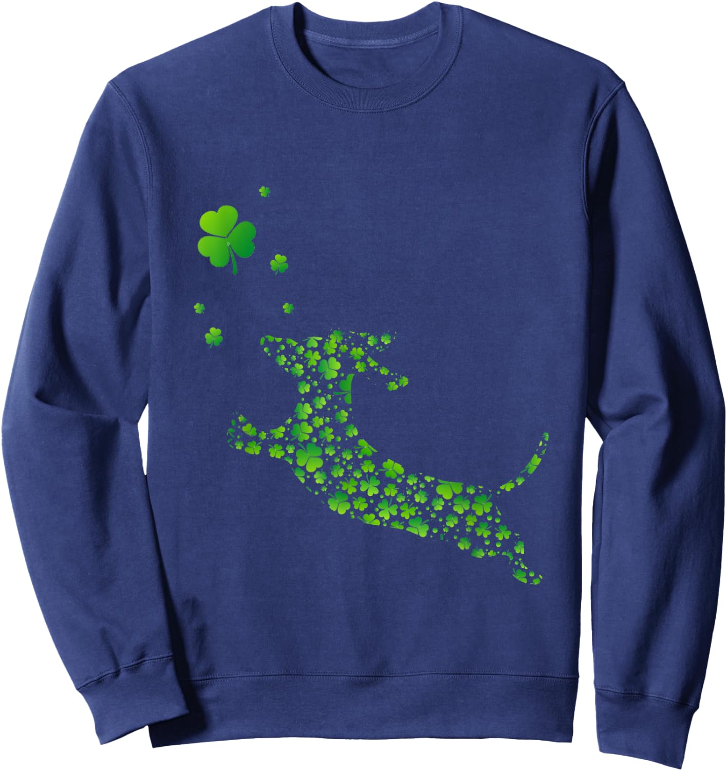 Cute Dachshund Dog With Irish Shamrock St Patricks Day Men Women Kids Sweatshirt - Sweatshirt | Navy