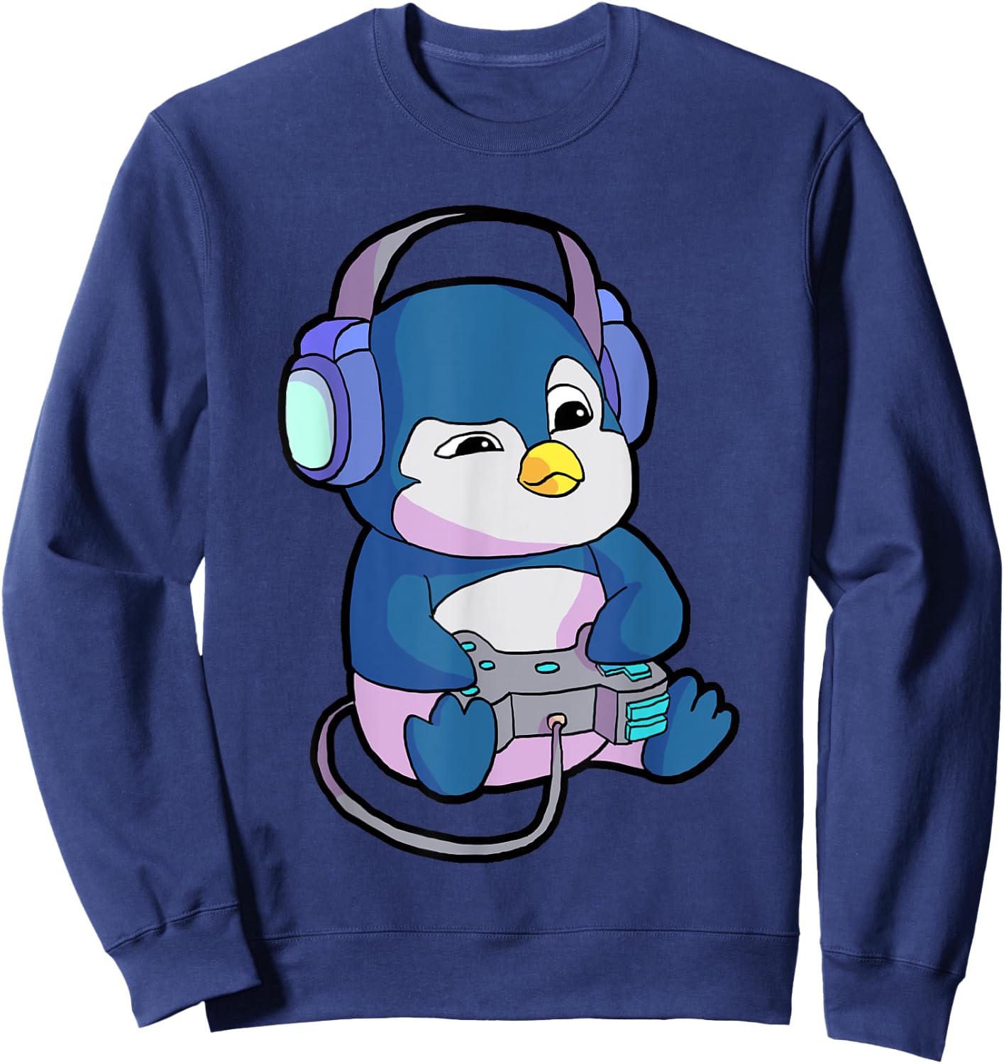 Funny Gamer Gifts & Gaming Shirts & Boys - -Adults, Kids - Black - Short Sleeve - - Small - Modern - Gamer Penguin Theme - Christmas, Birthday Sweatshirt - Sweatshirt | Navy
