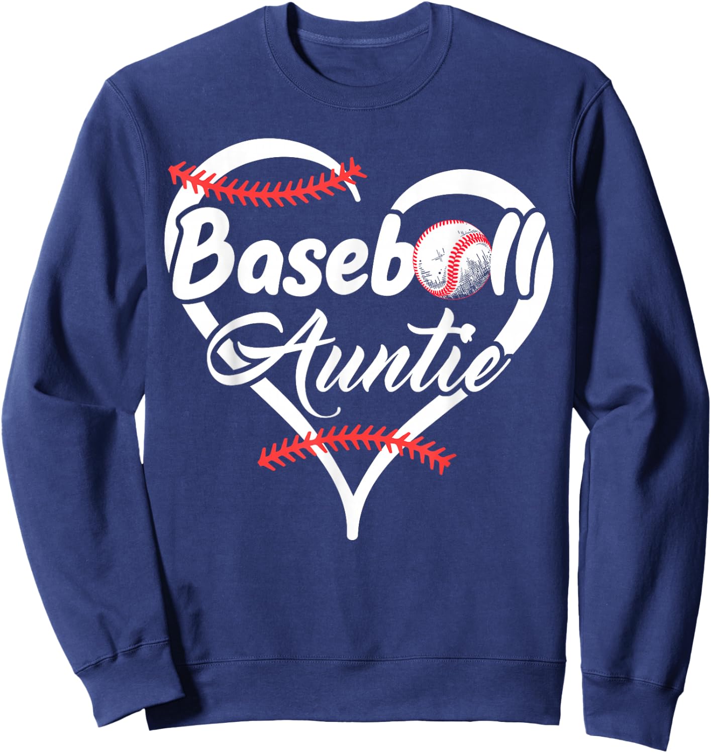 Baseball Aunt Heart Proud Baseball Auntie Sweatshirt - Sweatshirt | Navy