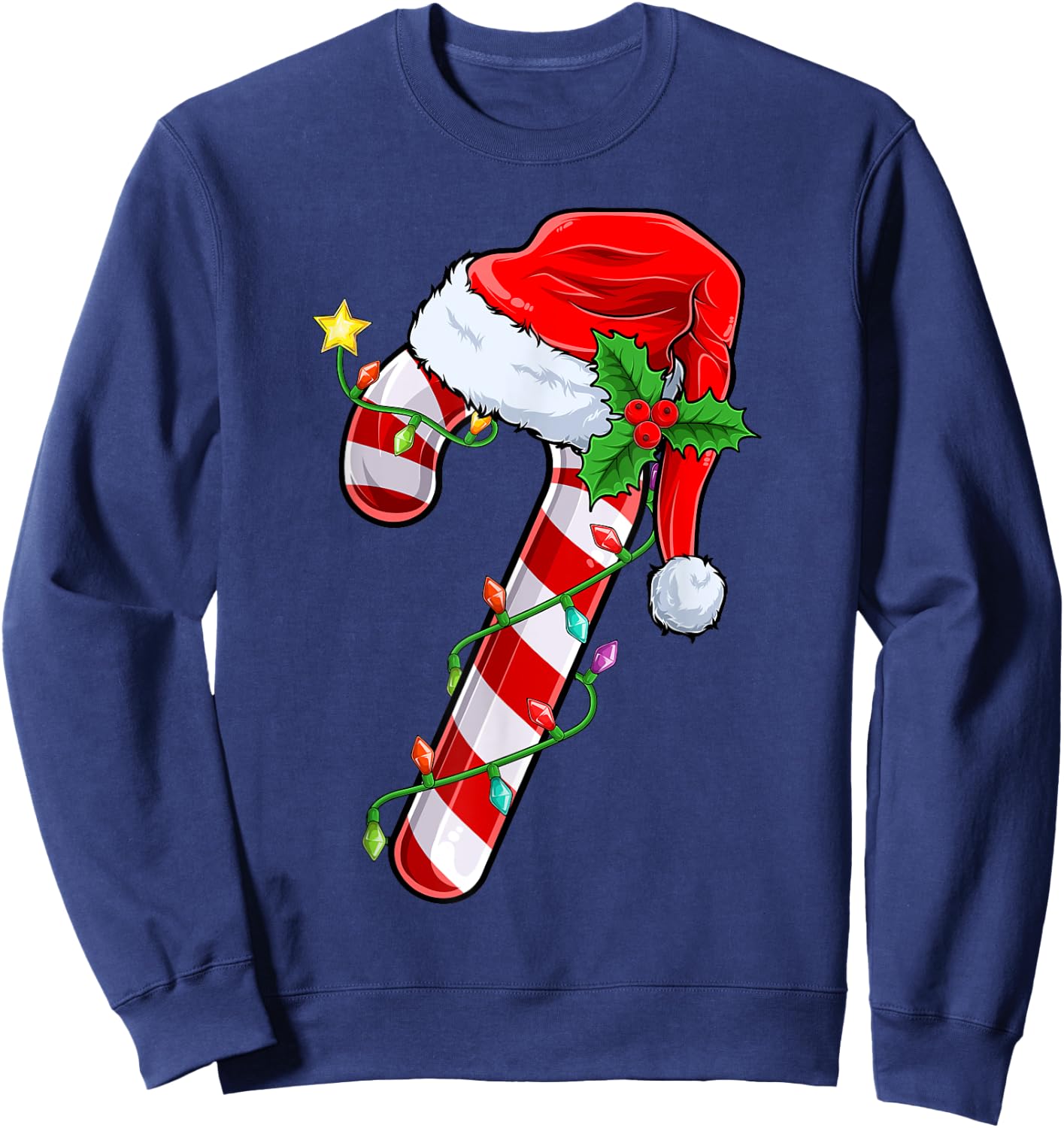 Candy Cane Crew Christmas Lights Family Matching Xmas Girls Sweatshirt - Sweatshirt | Navy