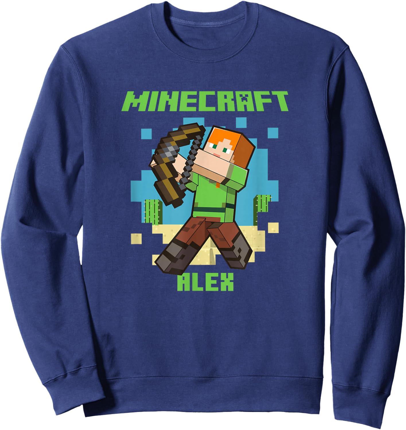 Minecraft Alex With Bow Taking Aim Sweatshirt - Sweatshirt | Navy