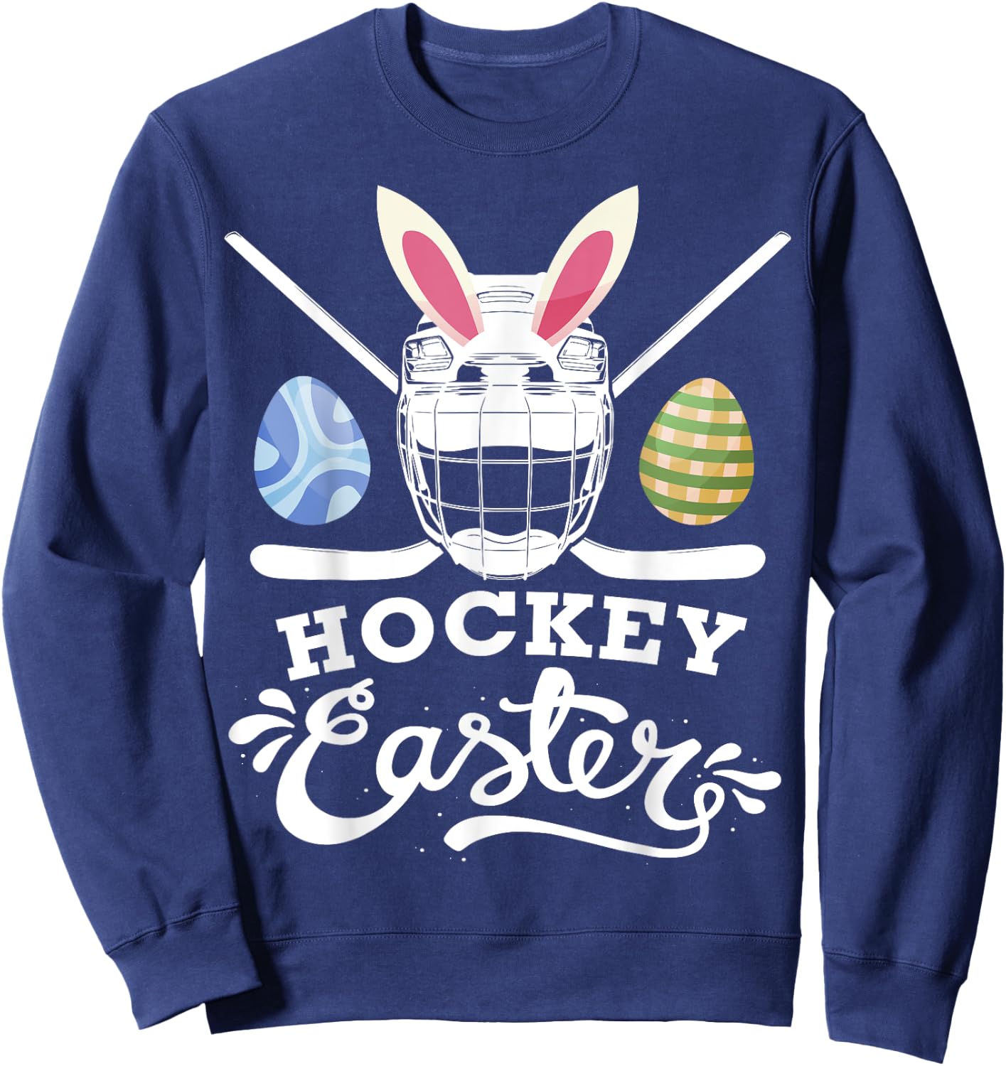 Hockey Easter Funny Easter Day Ice Hockey Player Sweatshirt - Sweatshirt | Navy