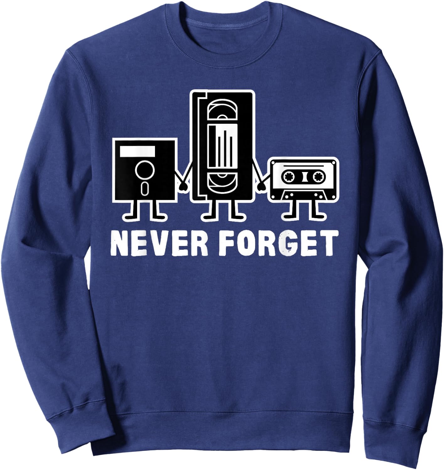 Retro Vintage Never Forget Cassette Tape Small Sweatshirt - Sweatshirt | Navy
