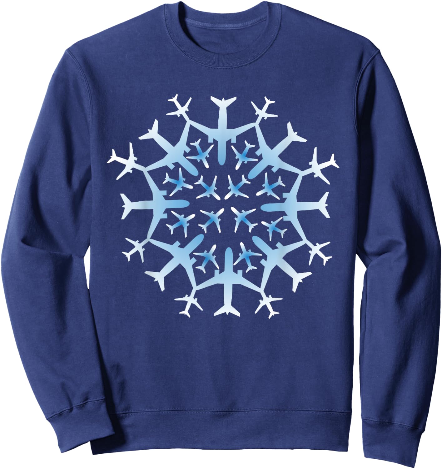 Pilot Gift Snowflake Airplanes Christmas Snow Aviation Plane Sweatshirt - Sweatshirt | Navy