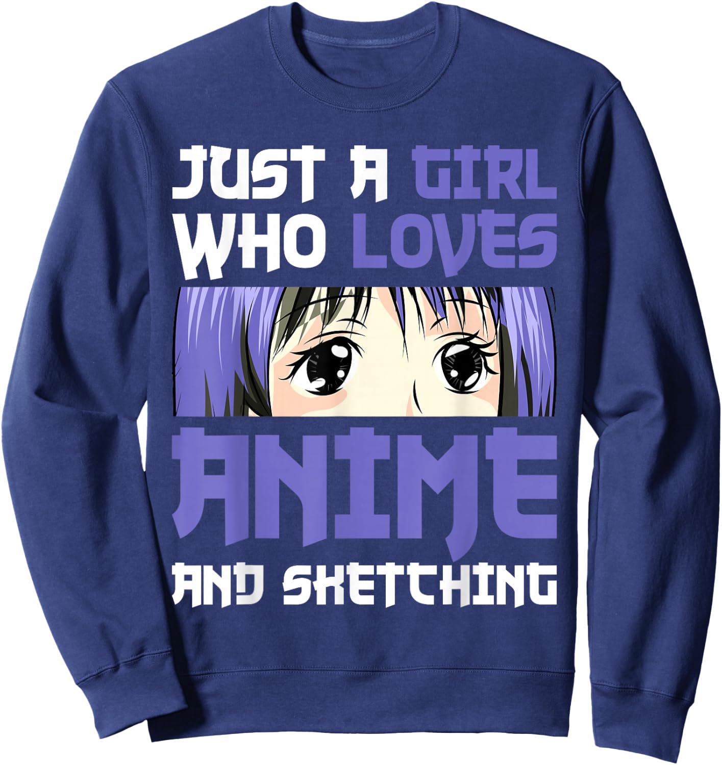 Japanese Manga Drawing Otaku Gift Girl Anime Sweatshirt - Sweatshirt | Navy