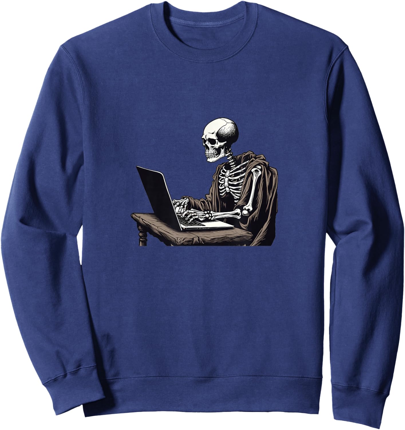 Web Developer Coding Skeleton In Front of Laptop Halloween Sweatshirt - Sweatshirt | Navy