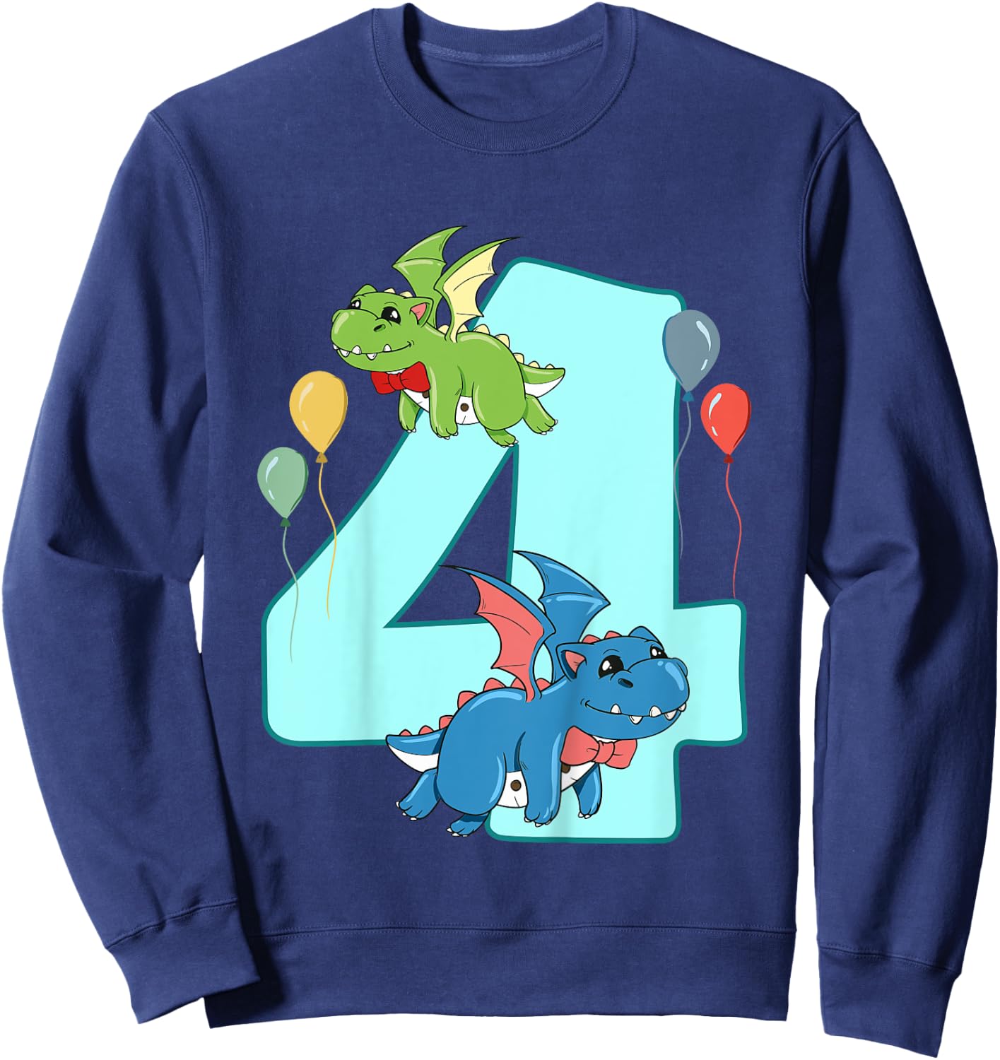 Kids 4th Birthday Dragon Lover Funny Kids Boys 4 Years Old Party Sweatshirt - Sweatshirt | Navy