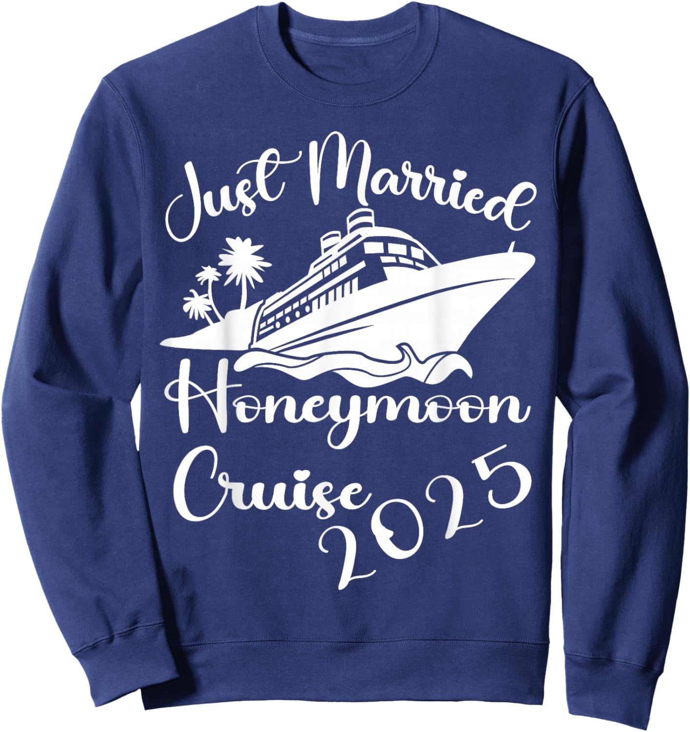 Just Married 2025 Wedding Rings Matching Couple Newlyweds Sweatshirt - Sweatshirt | Navy