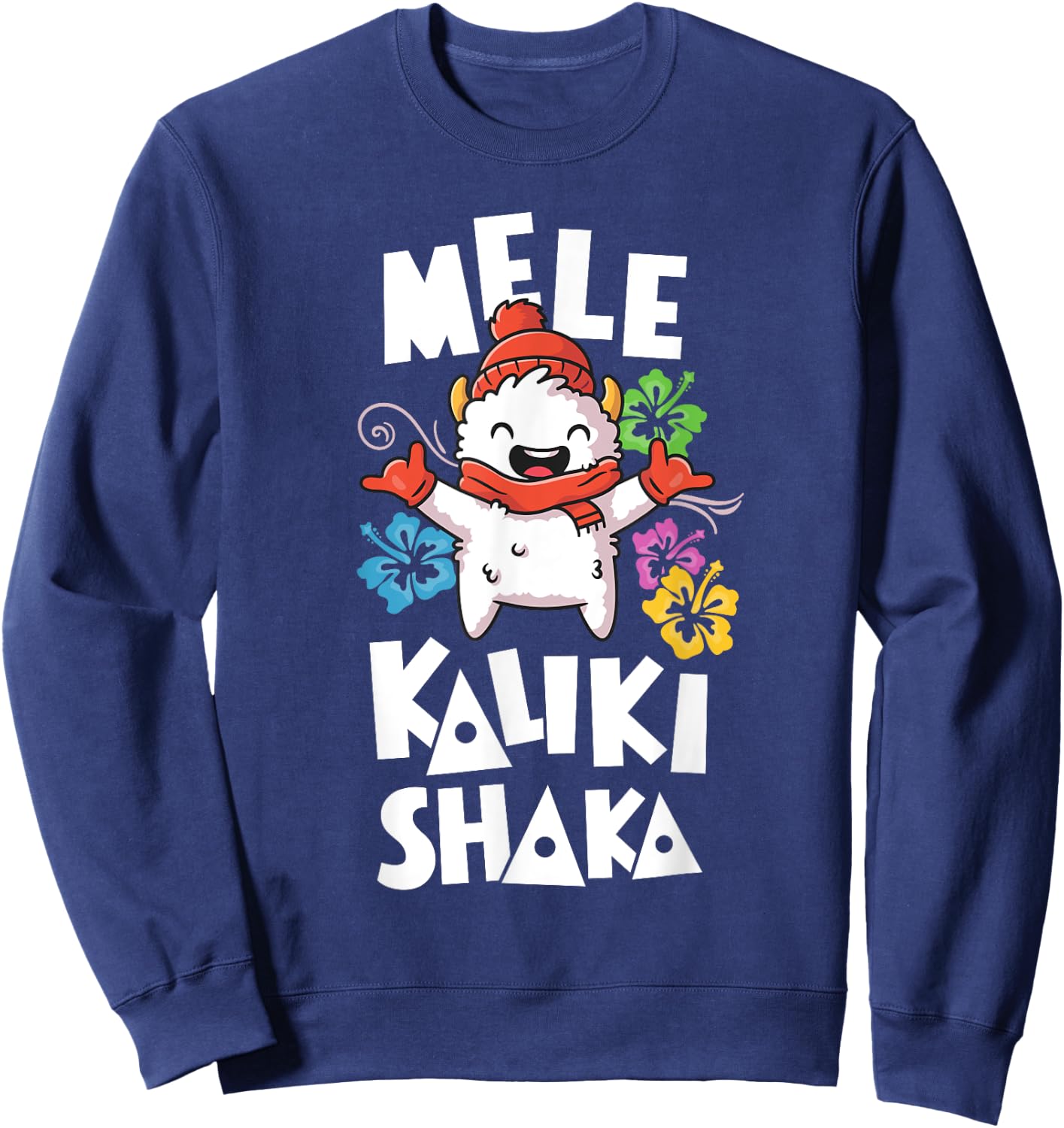 Shaka Women's Mele Kalikimaka Christmas Xmas Hawaiian Shirt Sweatshirt - Sweatshirt | Navy