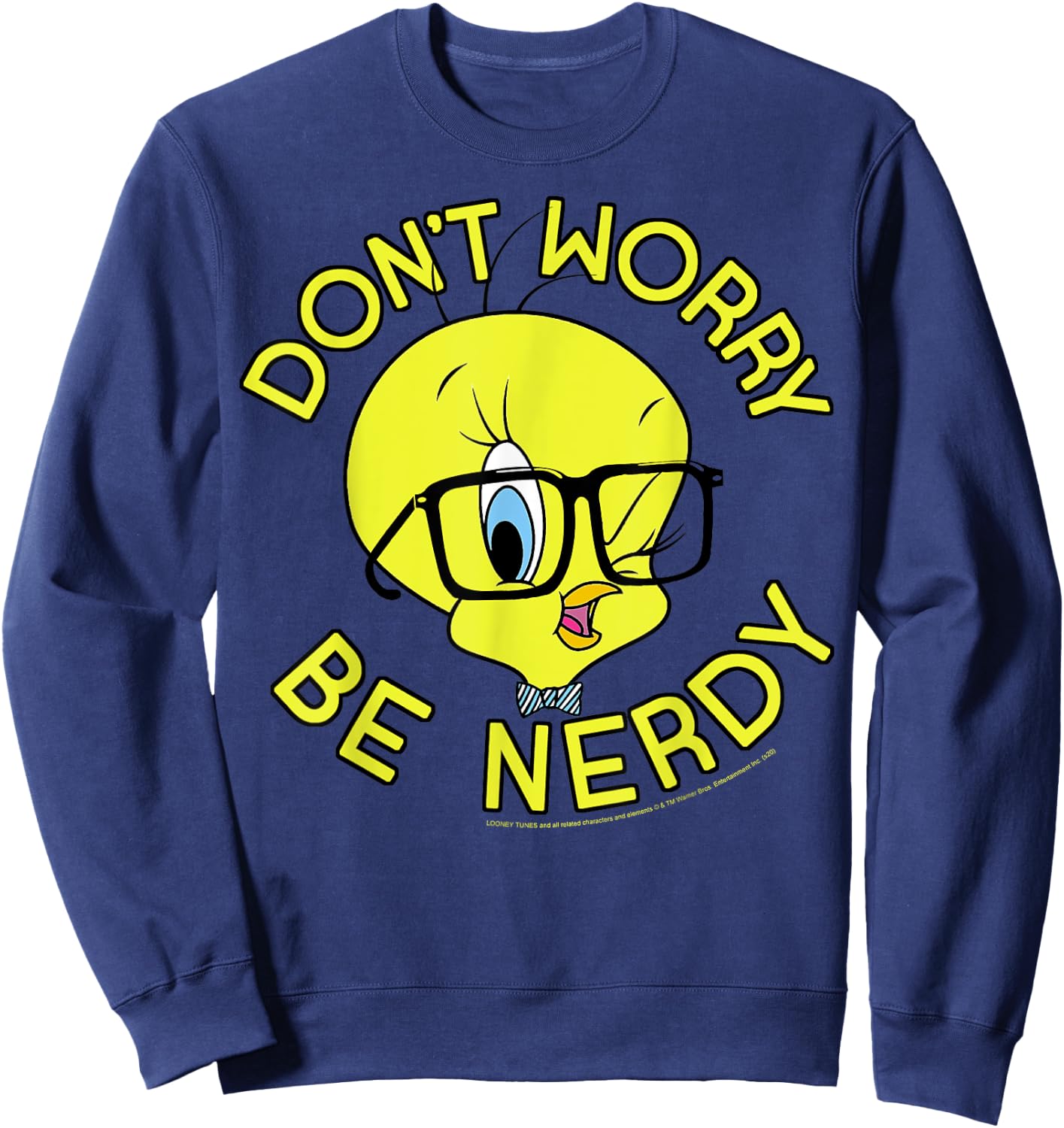Looney Tunes Tweety Bird Don't Worry Be Nerdy Sweatshirt - Sweatshirt | Navy