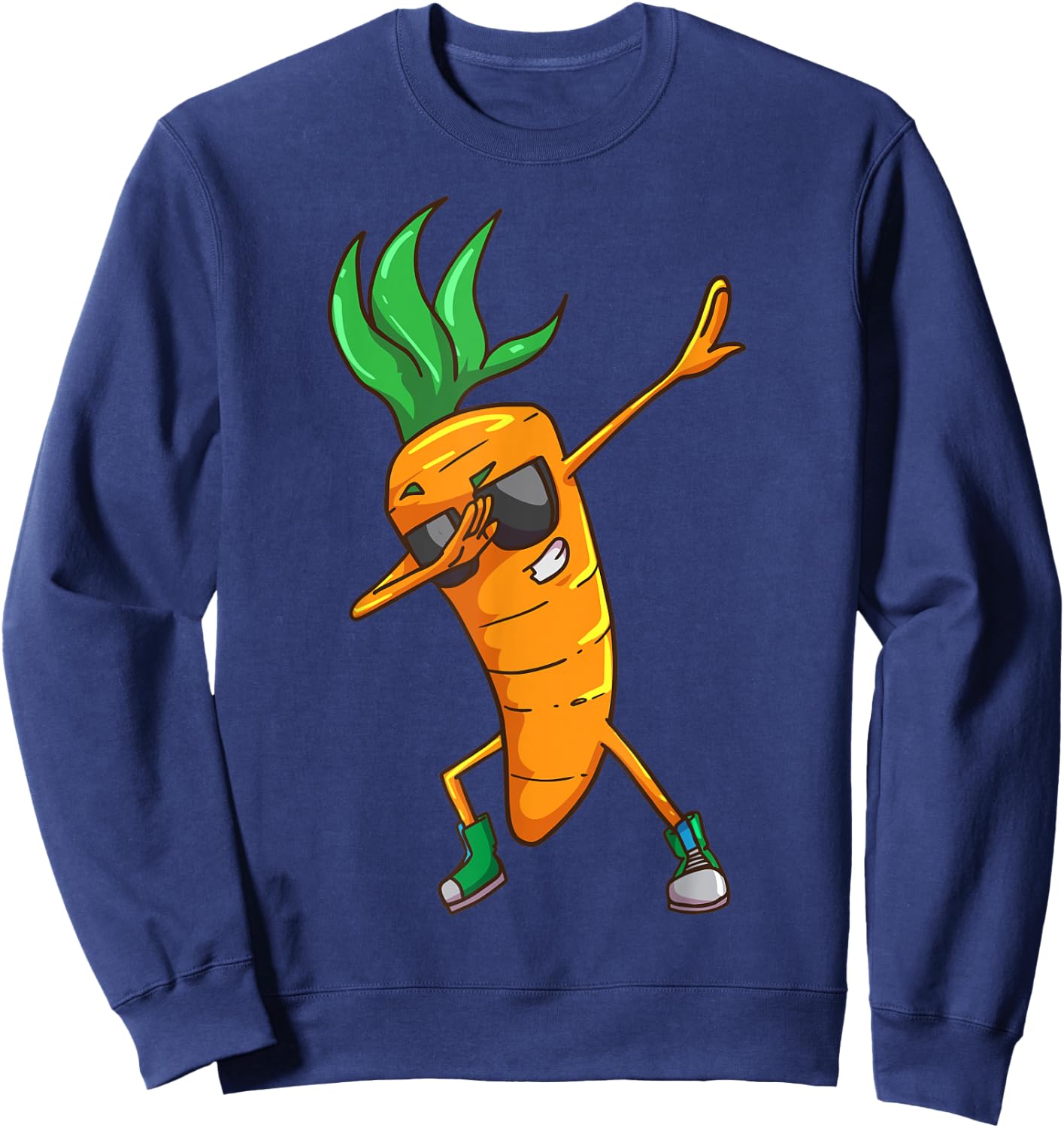 Vegan Carrot Dabbing Vegetable Sweatshirt - Sweatshirt | Navy