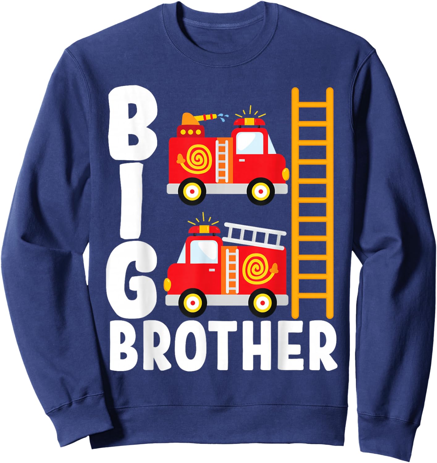 Boy's Fire Truck Fire Theme Big Brother Fire Engine Sweatshirt - Sweatshirt | Navy