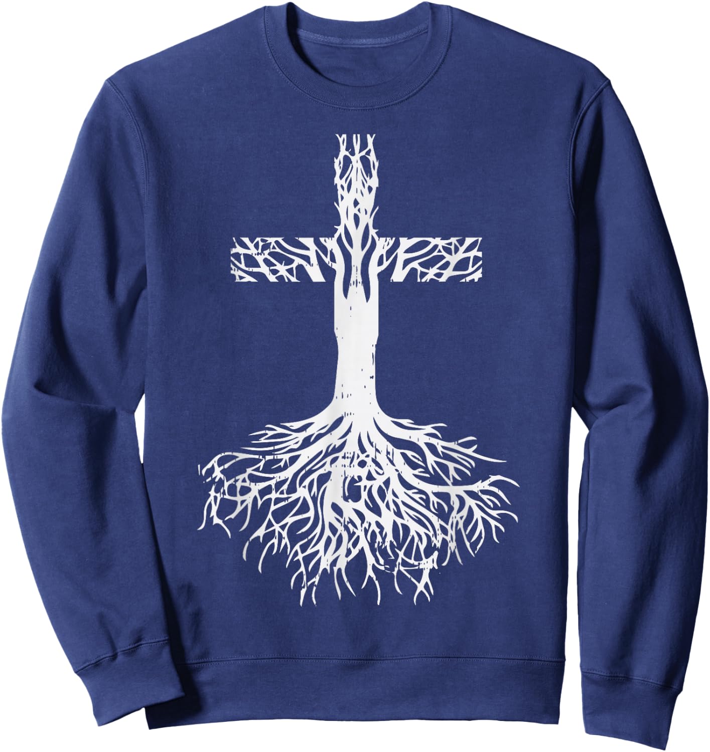 Cross Roots God Jesus Christ Faith Religious Christian Gift Sweatshirt - Sweatshirt | Navy
