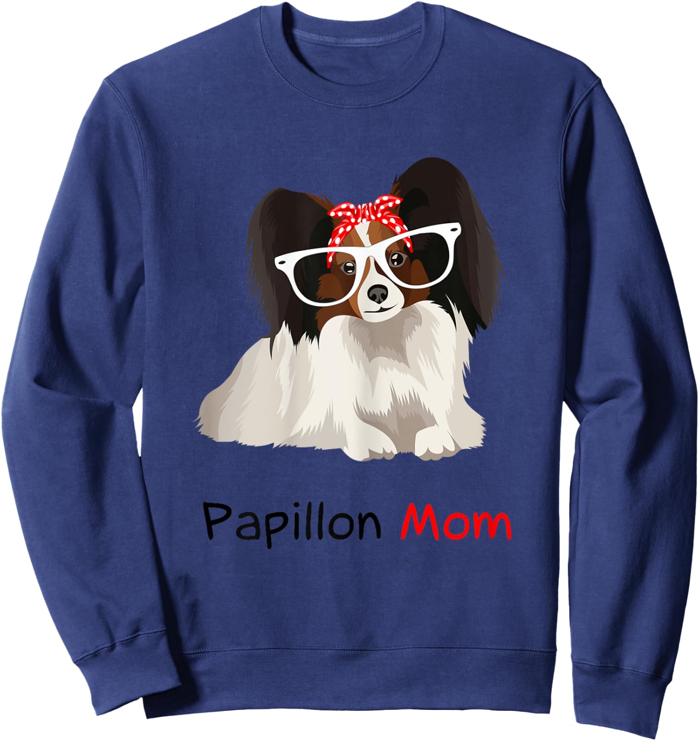 Papillon Mom Bandana Papillon Dog Sweatshirt - Sweatshirt | Navy
