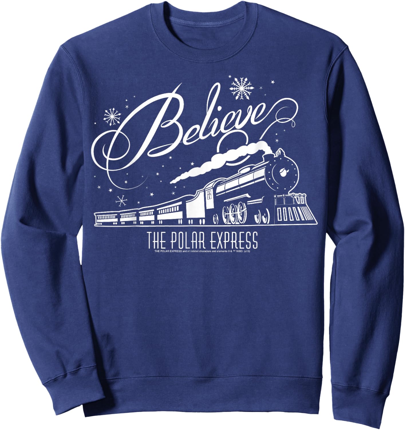 The Polar Express Believe Christmas Train & Snowflake Logo Sweatshirt - Sweatshirt | Navy