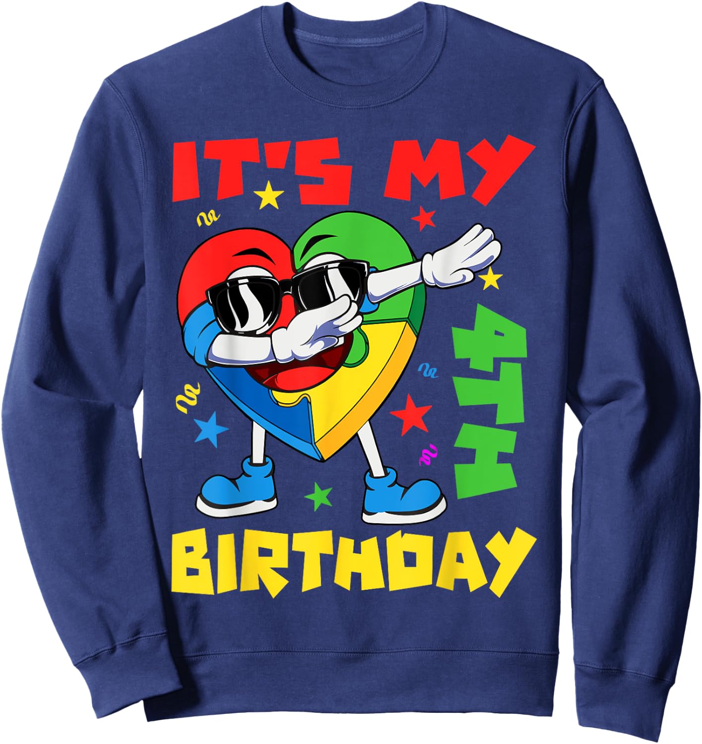 It's My 4th Birthday Dabbing Puzzle Pieces Autism Awareness Sweatshirt - Sweatshirt | Navy