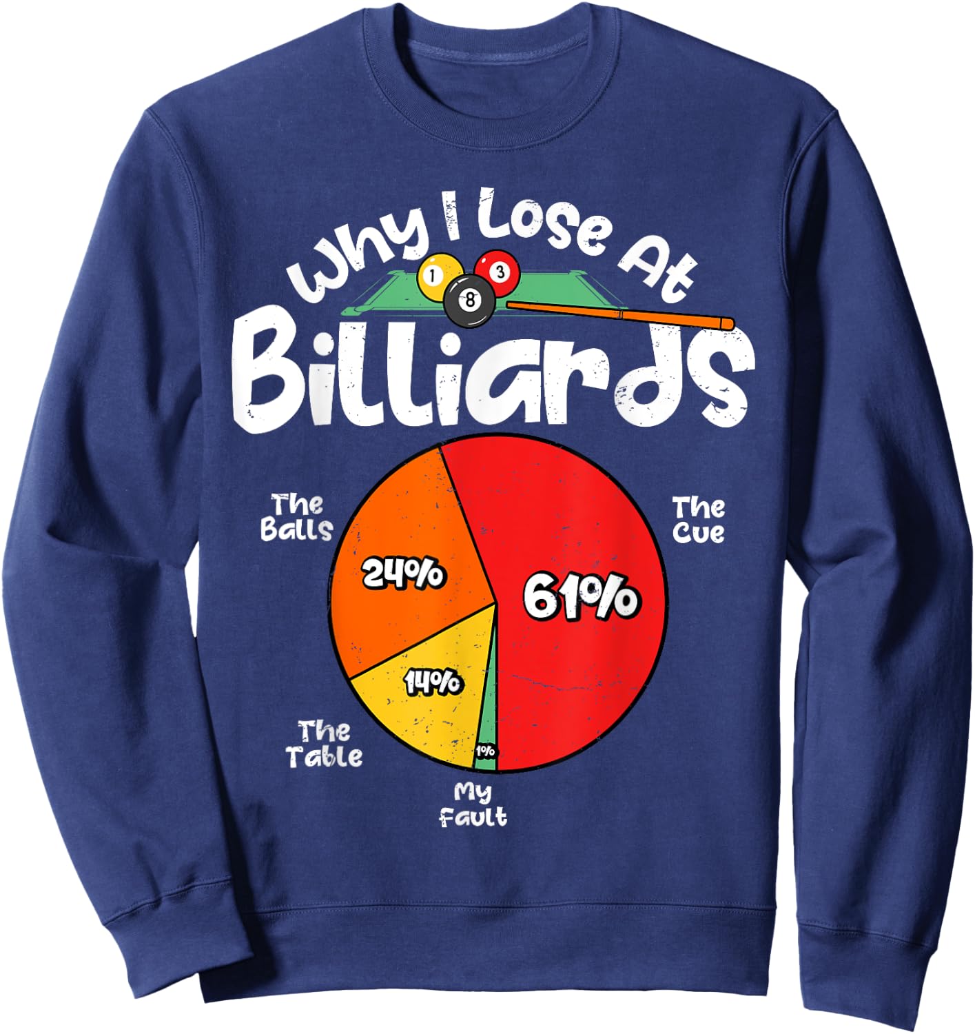 Why I Lose At Billiards Pool Player Sport Snooker Funny Sweatshirt - Sweatshirt | Navy