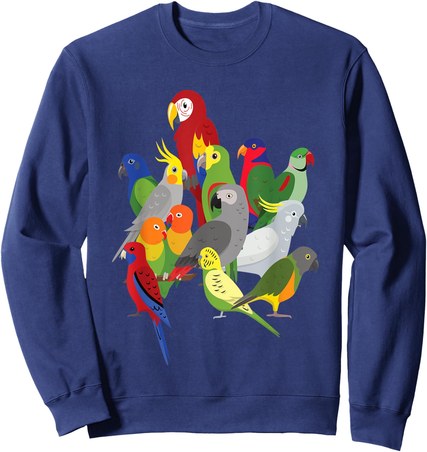 Parrot Herd - Macaw, Cockatoo, Grey Grey & Budgies Sweatshirt - Sweatshirt | Navy