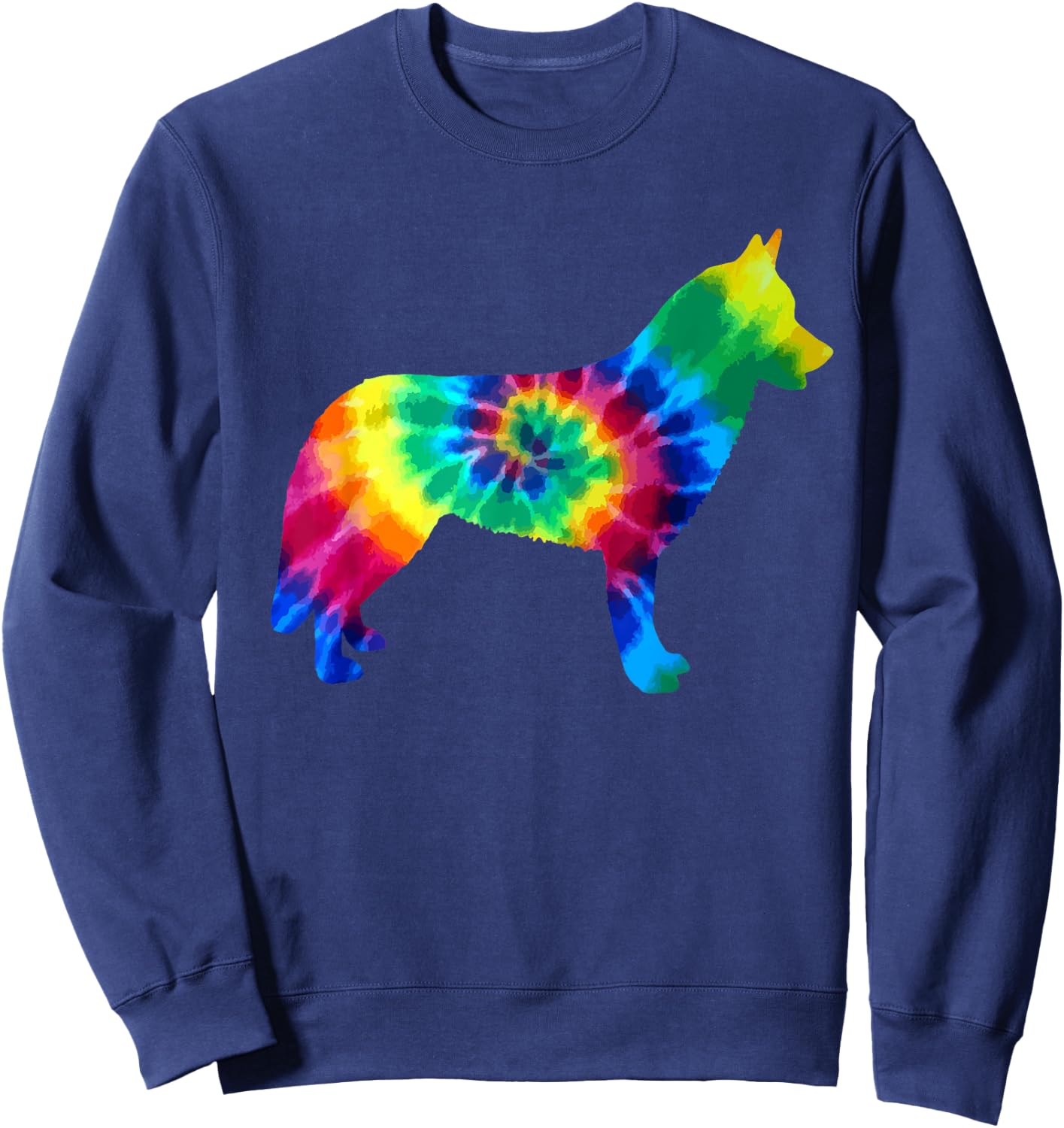 Husky Tie Dye Vintage Hippie Husky Mom Dad dog Lover Sweatshirt - Sweatshirt | Navy