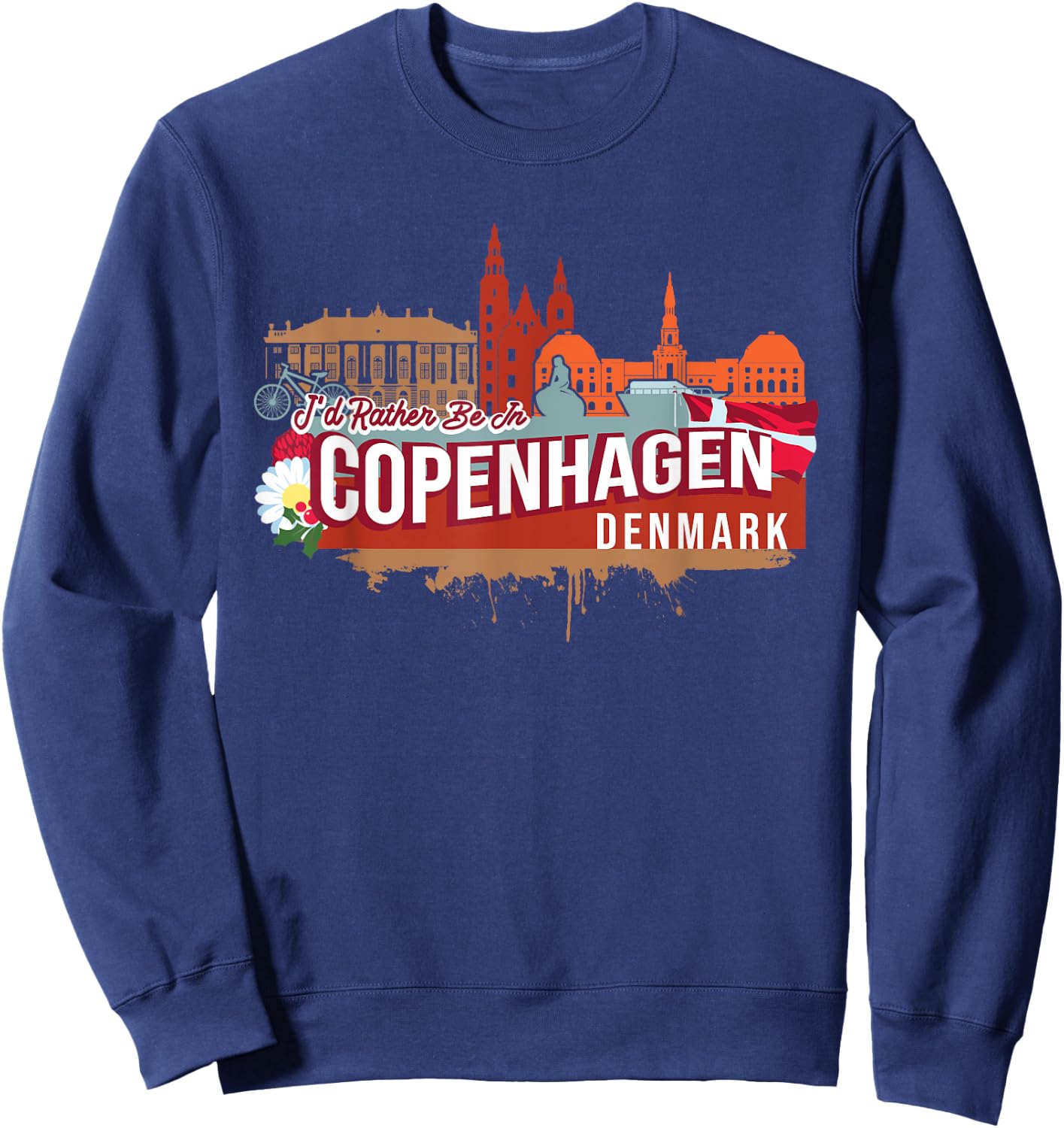 I'd Rather Be In Copenhagen Denmark Vintage Souvenir Sweatshirt - Sweatshirt | Navy