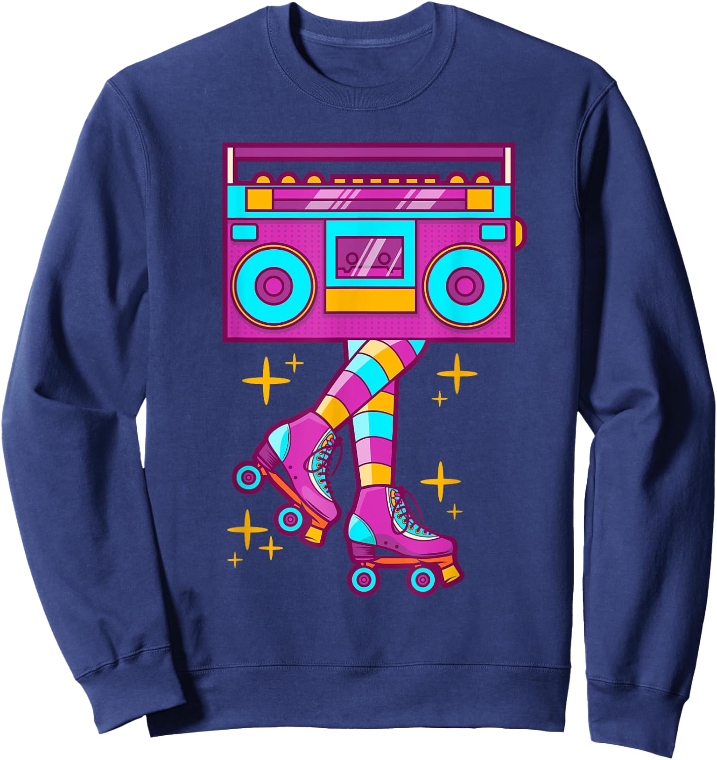 Retro Rollerskates Funny 80's Roller Disco Skating Girl Gift Sweatshirt - Sweatshirt | Navy