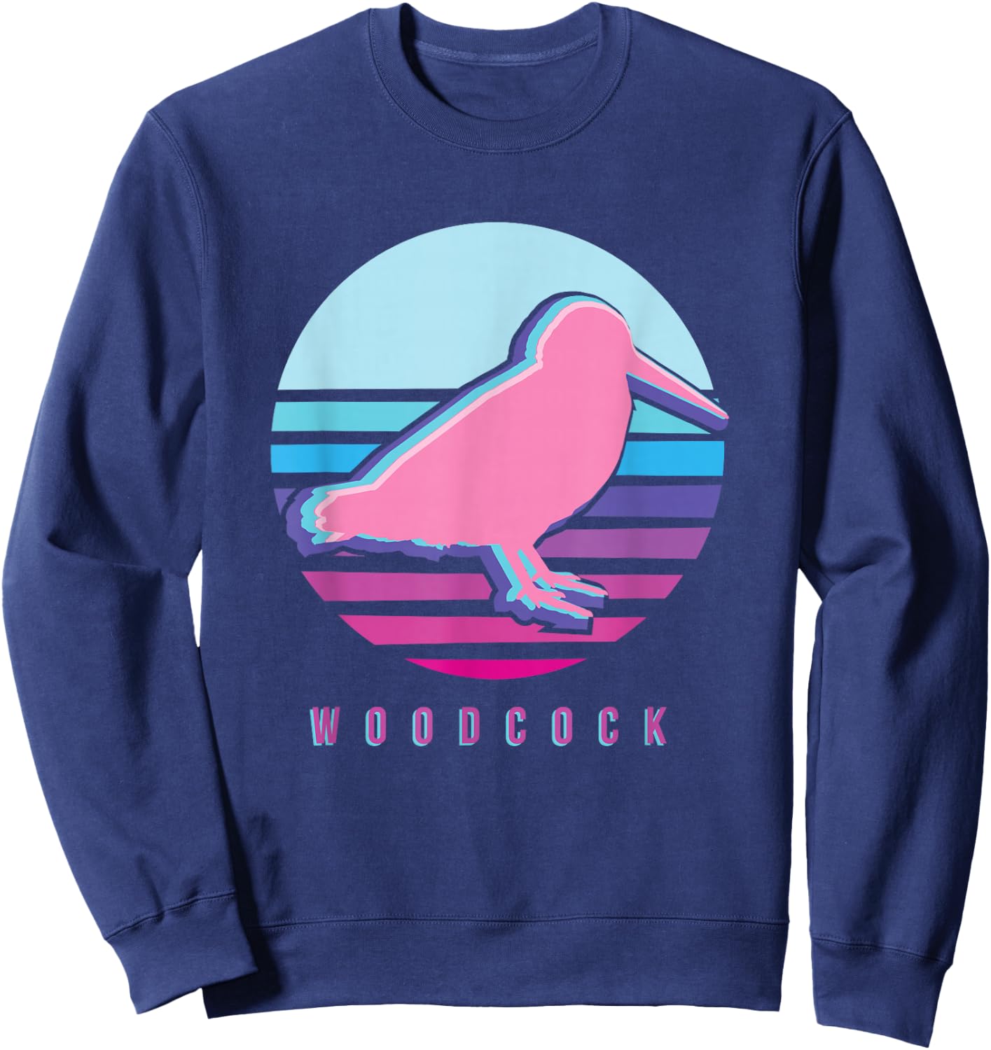 American Woodcock Bird Retro Vaporwave Unique Birding Gift Sweatshirt - Sweatshirt | Navy
