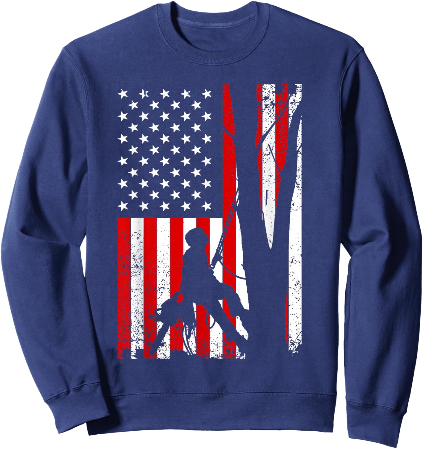 Funny American Flag Arborist Gift Cool Tree Lover Sweatshirt - Sweatshirt | Navy