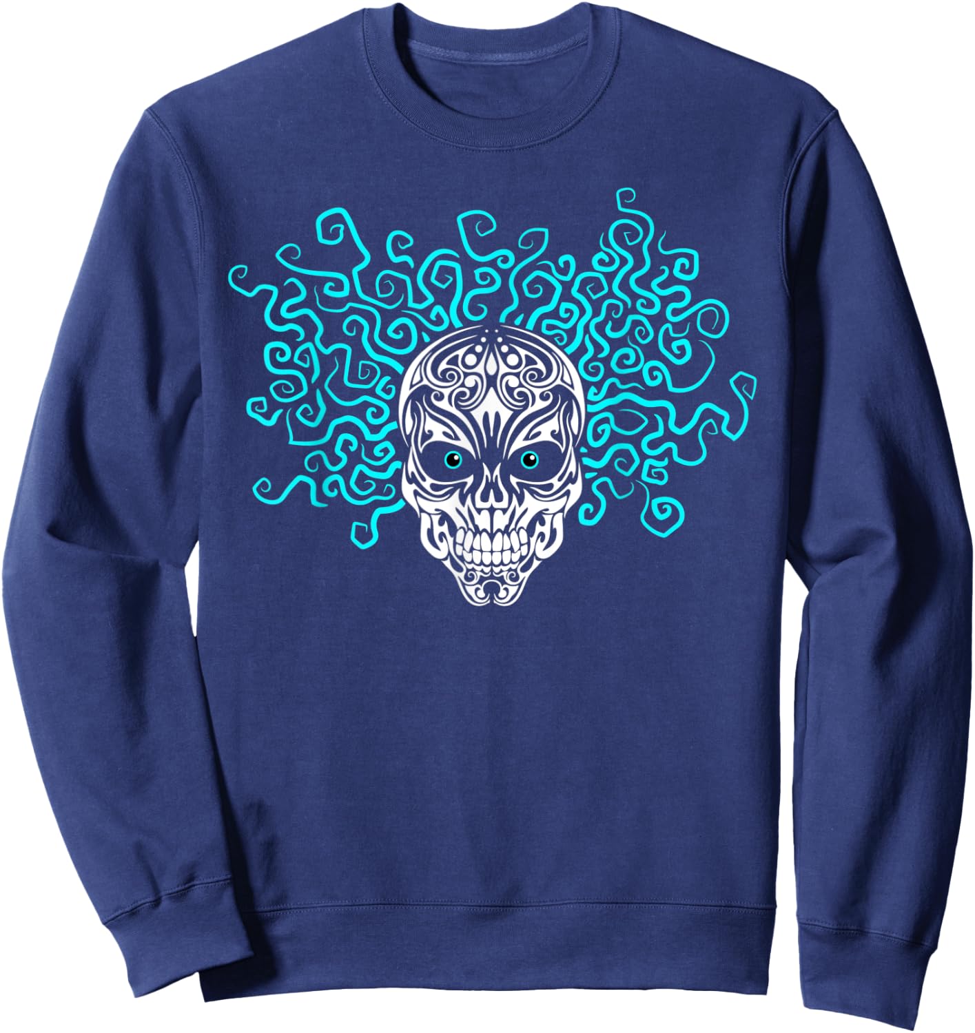 Sugar Skull with Wicked Crazy Hair Sweatshirt - Sweatshirt | Navy