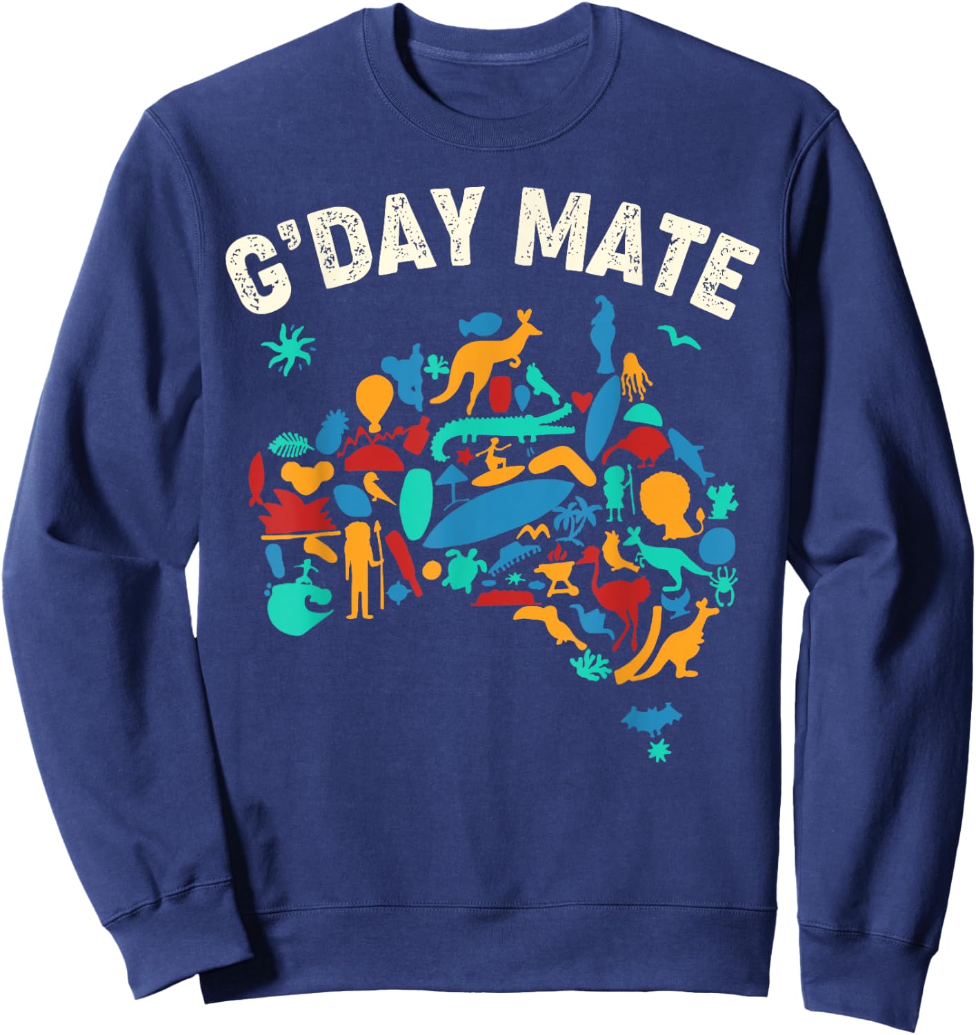 G'Day Mate Toddler Shirt Funny Map Australian Animals Sweatshirt - Sweatshirt | Navy