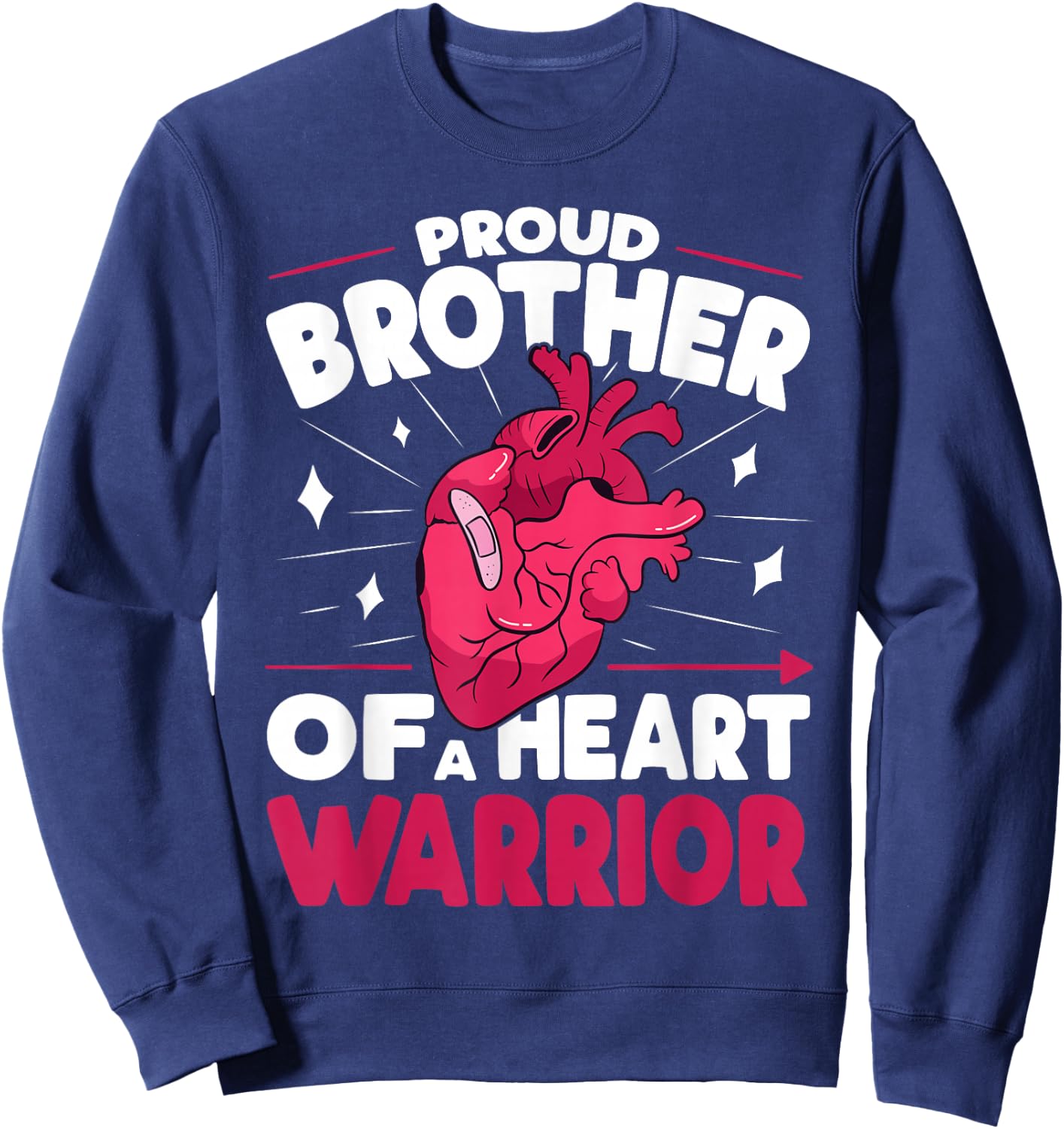 Proud Brother of a Heart Warrior Heart Health Awareness Sweatshirt - Sweatshirt | Navy