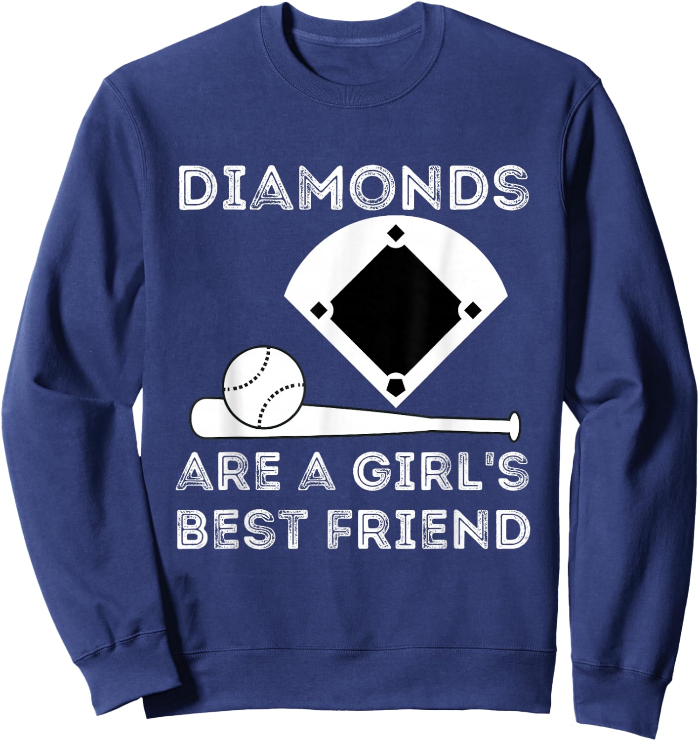 Diamonds Are A Girl's Best Friend - Baseball & Softball Fan Sweatshirt - Sweatshirt | Navy
