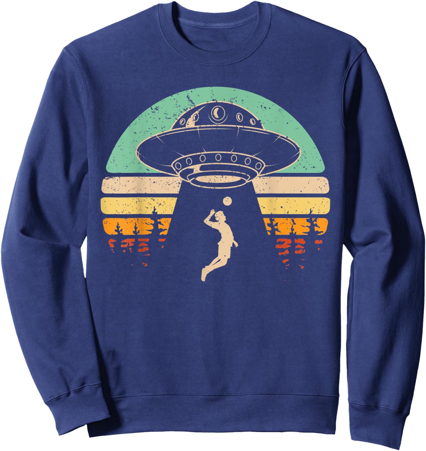 Alien Abduction Funny Volleyball Gift Alien Spaceship Sports Sweatshirt - Sweatshirt | Navy