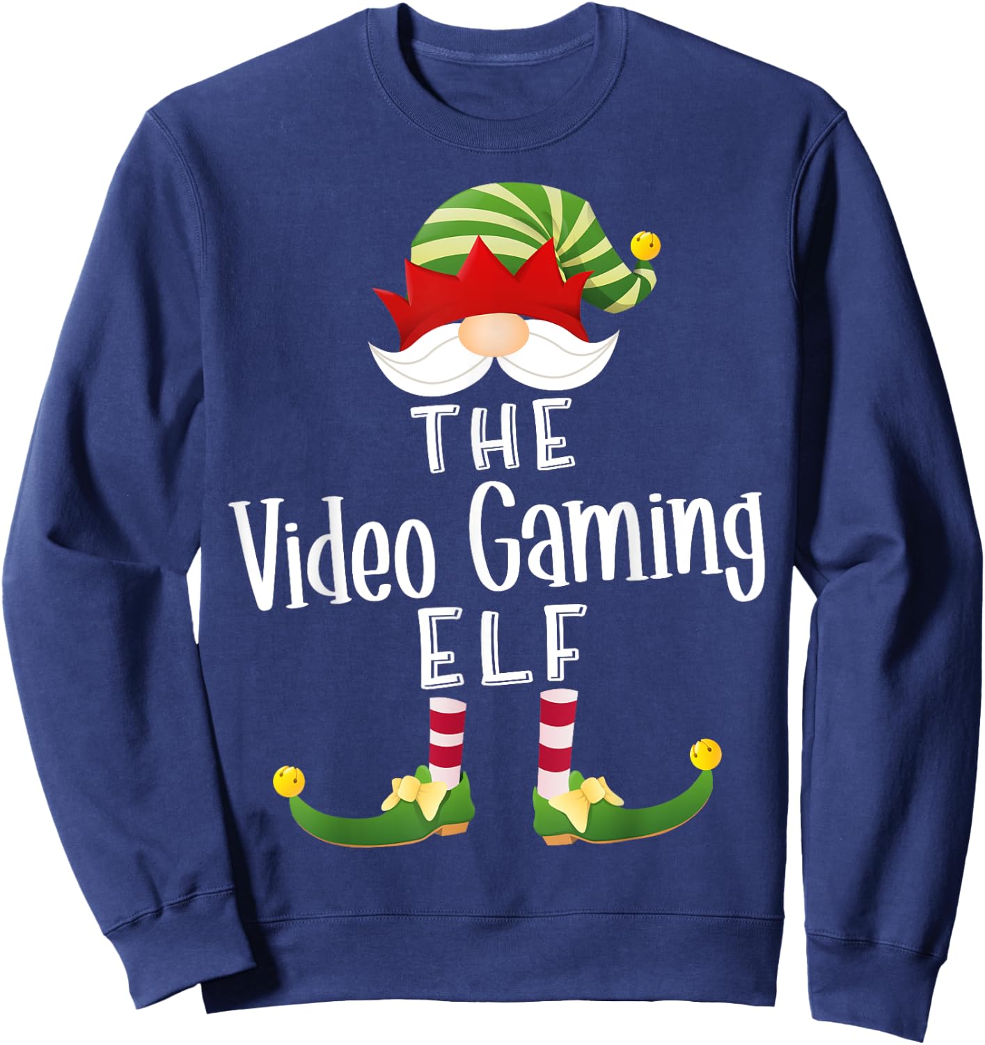 Video Gaming Elf Group Christmas Funny Pajama Party Sweatshirt - Sweatshirt | Navy